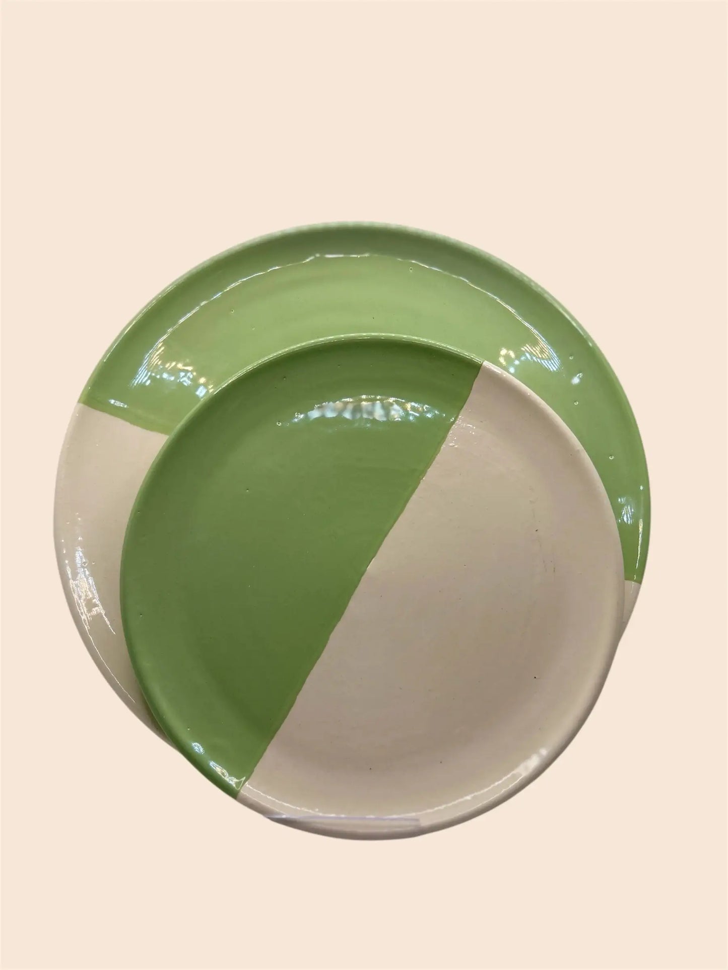 assiette bicolore 25 et 20cm superposée