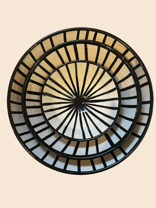 Set de 3 bols en céramique rayé blanc et noir Musaïca