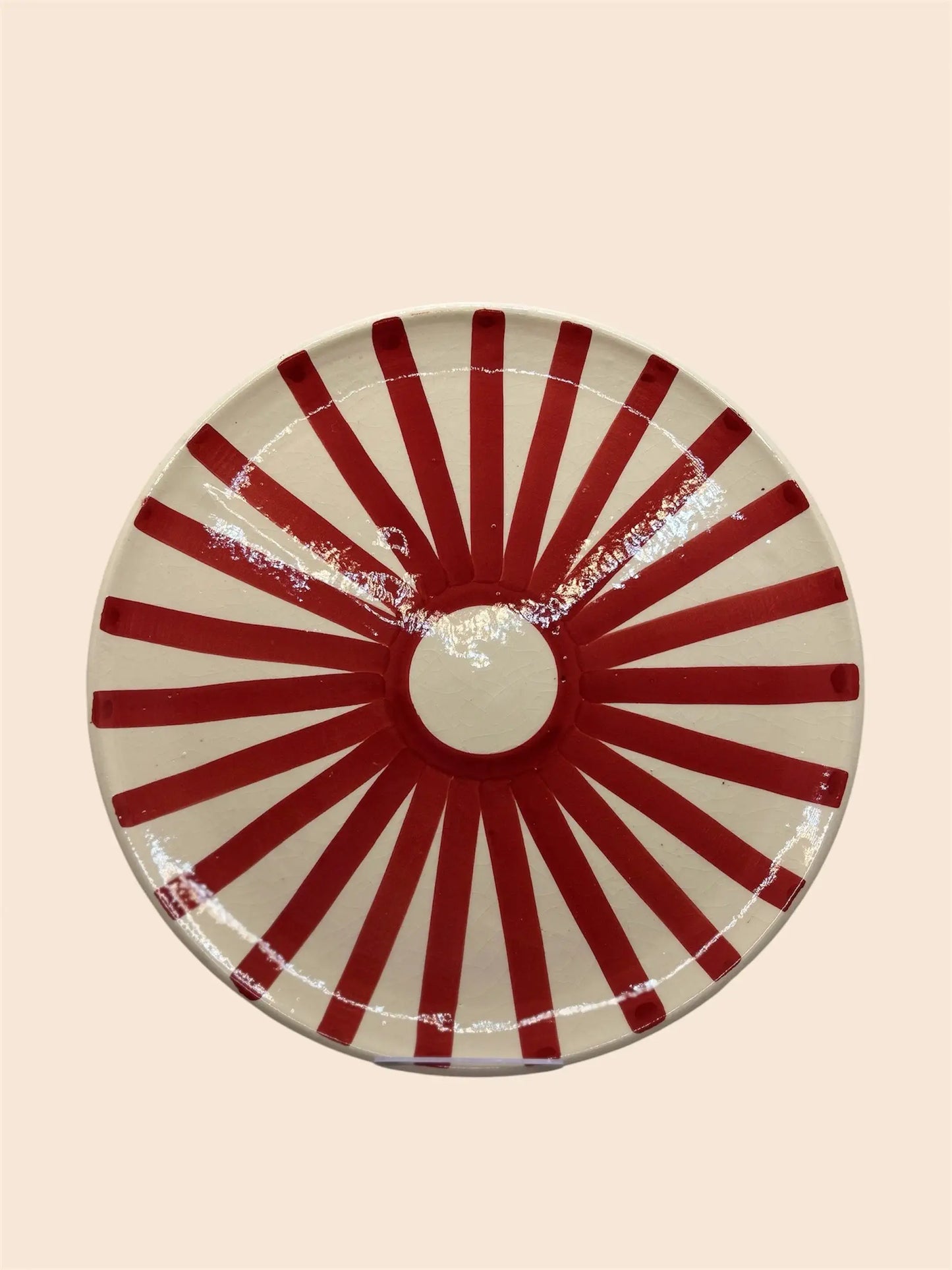 assiette soleil rouge en céramique +25cm