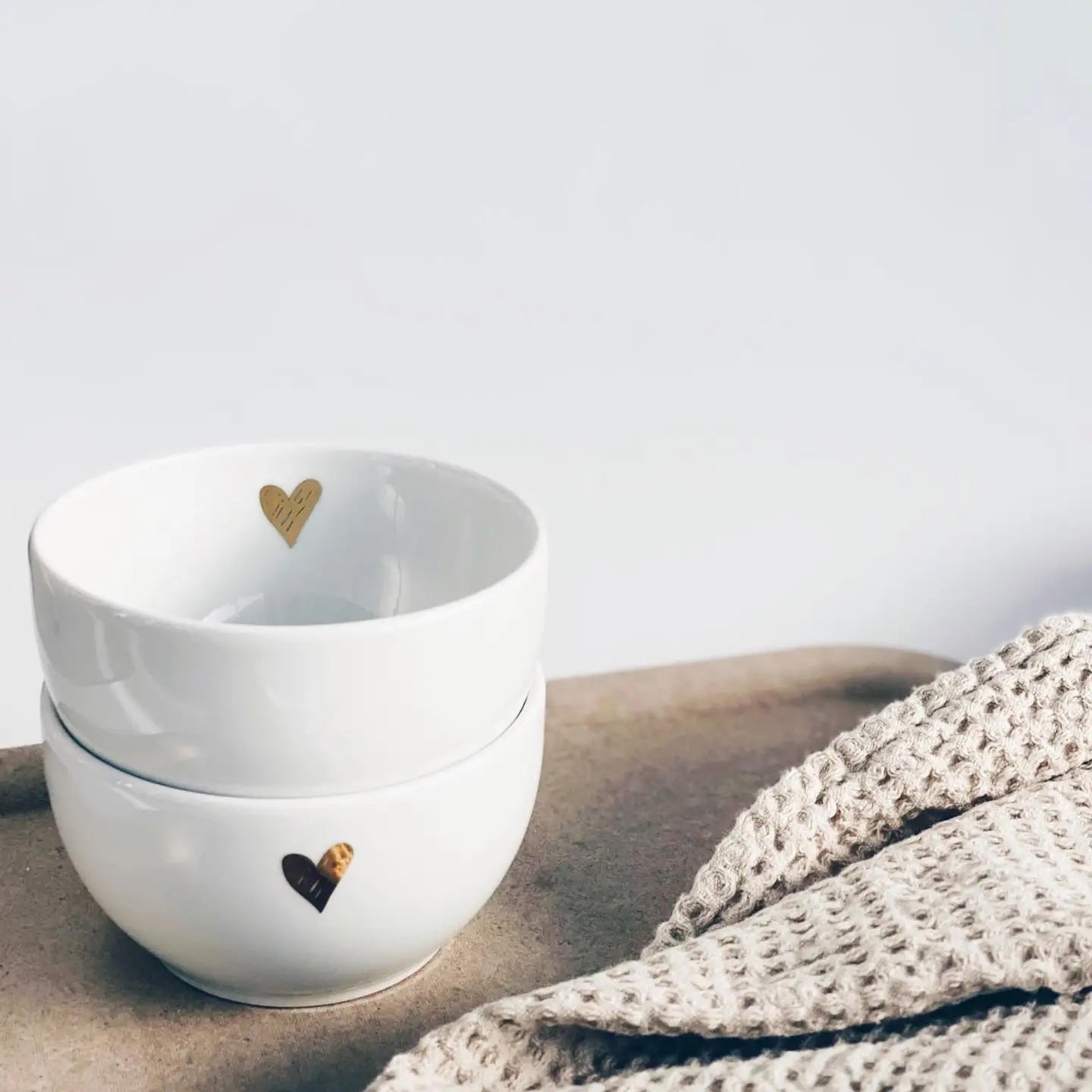 Bol en porcelaine, coeur doré extérieur Musaïca