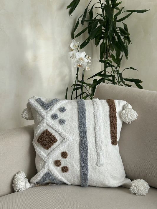 HOUSSE DE COUSSIN MOTIF BERBERE EN LAINE 