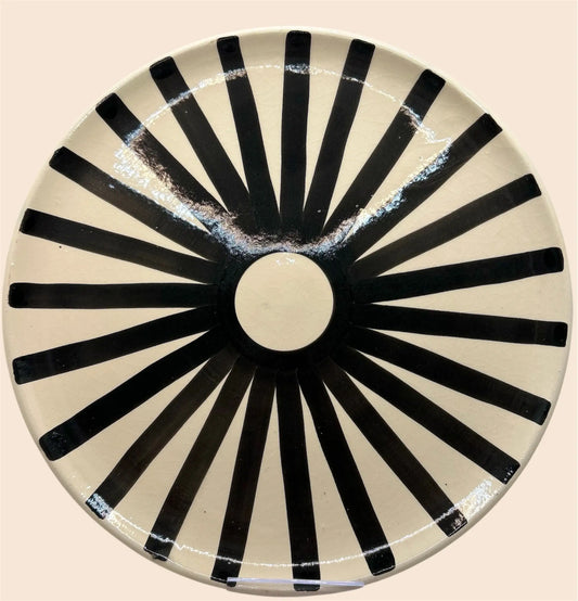 assiette soleil noir 25cm en céramique 