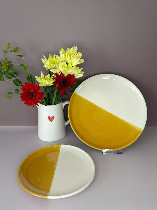 photo non contractuelle - duo d'assiettes de 20 et 25cm en céramique faites main 