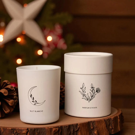 duo de bougie fabriquée en France : nuit blanche et parfum d'hier 