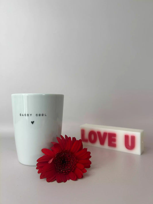gobelet daddy cool en porcelaine avec bougie décorative Love U 